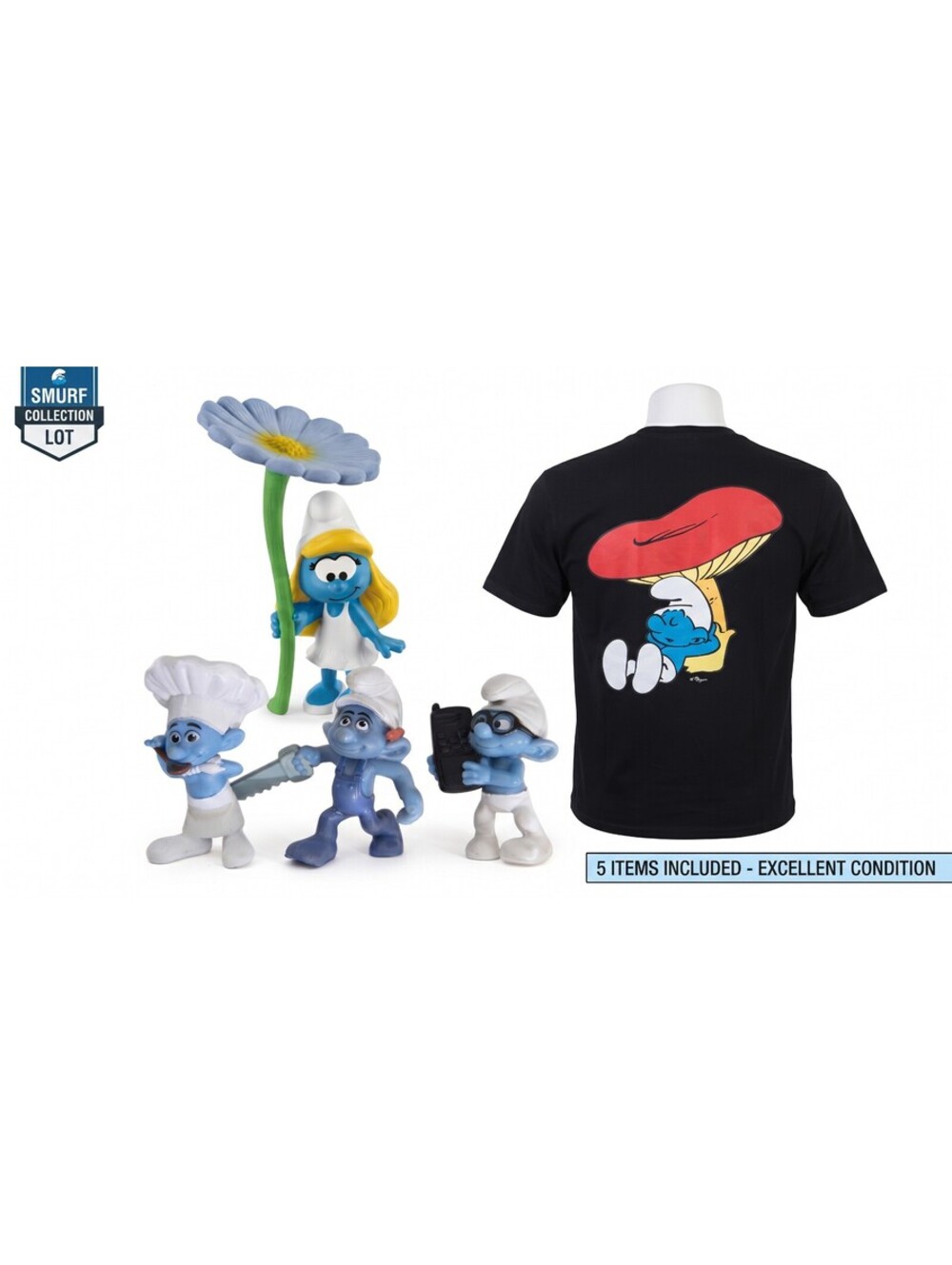 The Smurfs Collector Lot: Graphic Medium T-Shirt , Schleich & McDonald's Figures